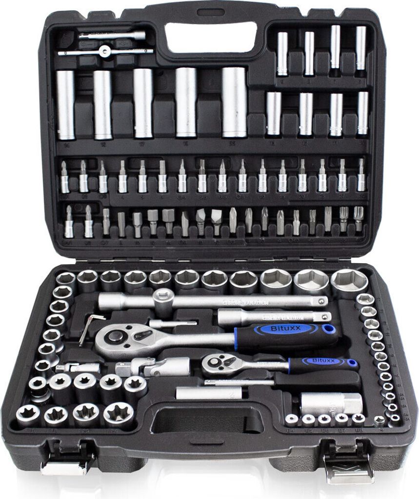 Bituxx Steckschlüsselsatz mit Ratschen 108tlg Schwarz Produktbild 3