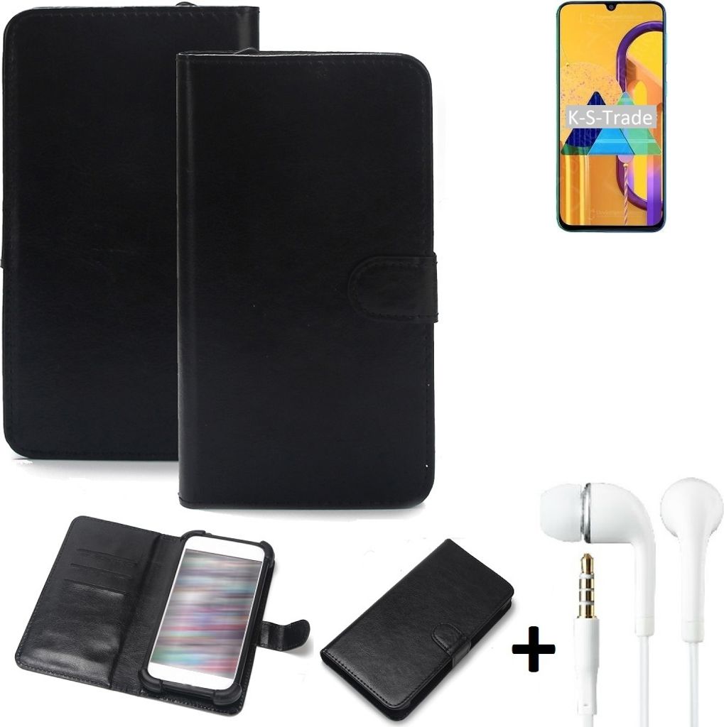 K-S-Trade Wallet Case Handyhülle kompatibel mit Samsung Galaxy M30s Schutzhülle Flip cover Flipstyle Tasche Hülle Flipcover Slim Bumper schwarz +