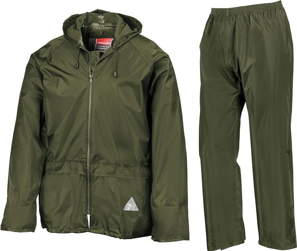 Result - Wasserfeste Jacke und Hose im Set für Herren FK3231 (S Regulär) (Oliv)