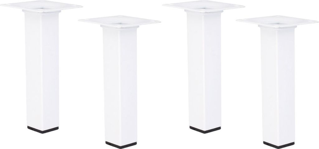 4er Set Möbelfüße Schrankfüße Weiss Eckig 25x25mm Sofafüße Produktbild 