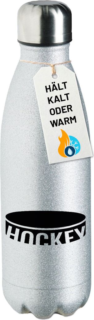 Huuraa Trinkflasche Hockey Puck 500ml Silver Edelstahl Wasserflasche Trinkflasche Geschenkidee