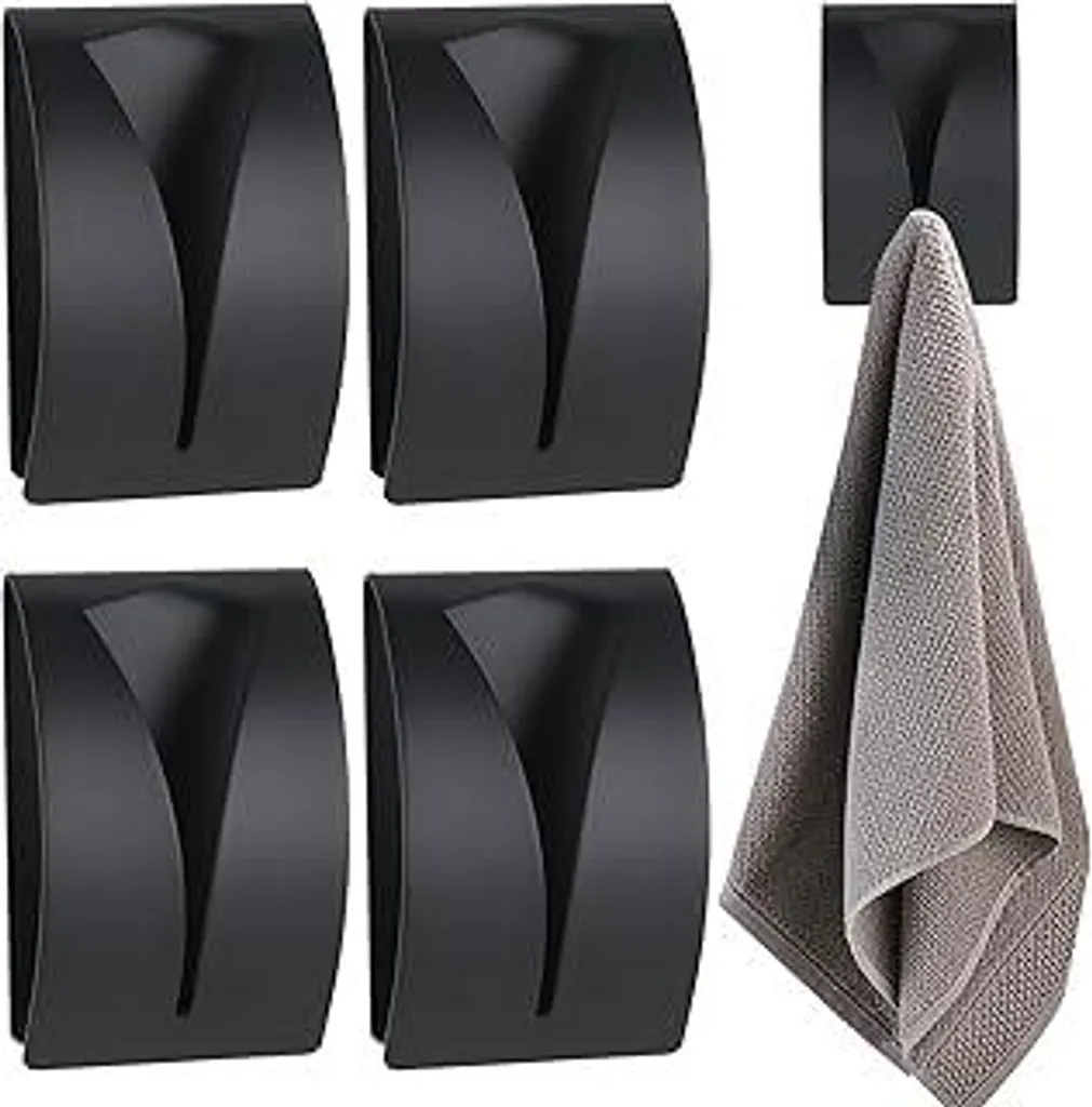 4 pezzi di ganci autoadesivi per asciugamani, ganci per asciugamani, portasciugamani senza forature, ganci da parete per cucina in acciaio inossidabile, ganci per asciugamani per cucina, bagno e toilette - 1