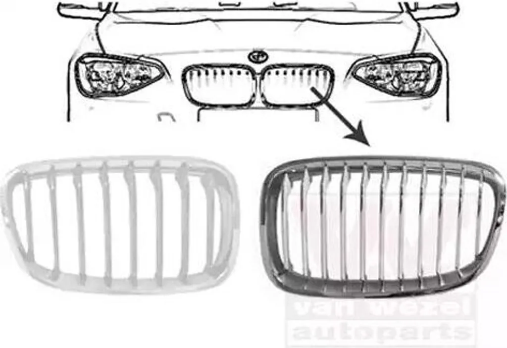Grille de Calandre BMW Série 1 F20 Chrome - Finition Luxe Gauche Gauche