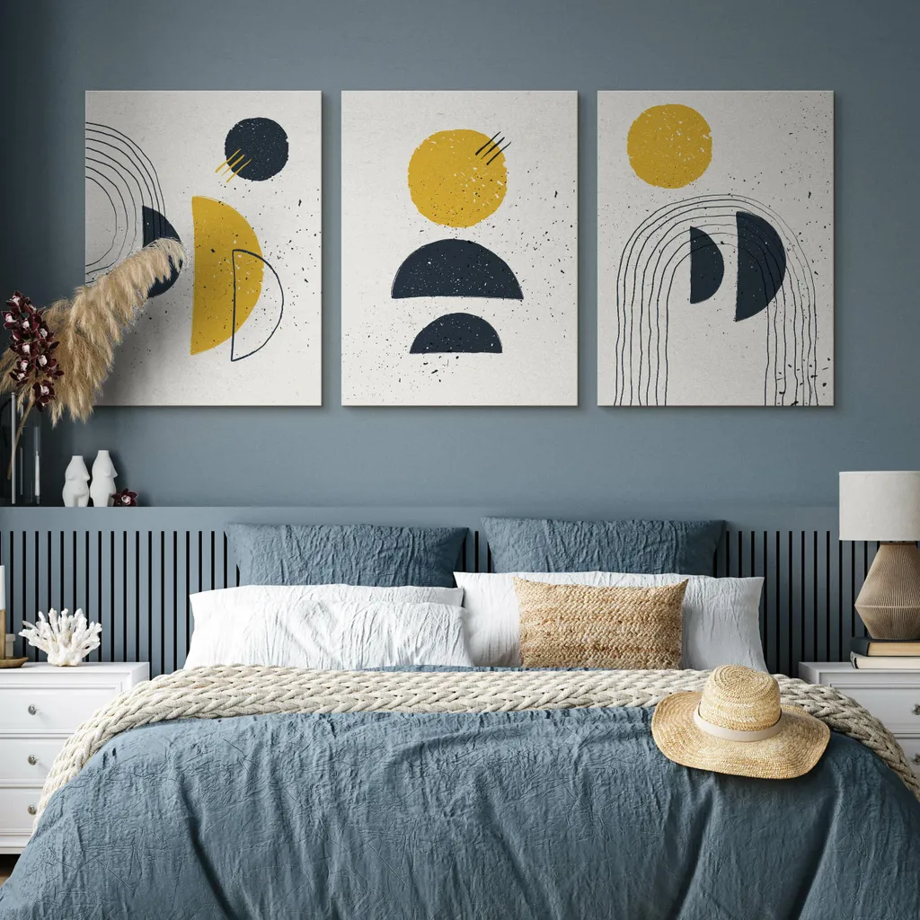 Décoration Murale Triptyque Abstraction Boho : Set de Toiles 30x40 cm - 6