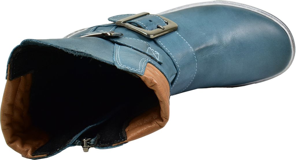 Andrea Conti Damen Stiefelette Leder Stiefel große Schnallen 0346833, Größe:38 EU, Farbe:Blau