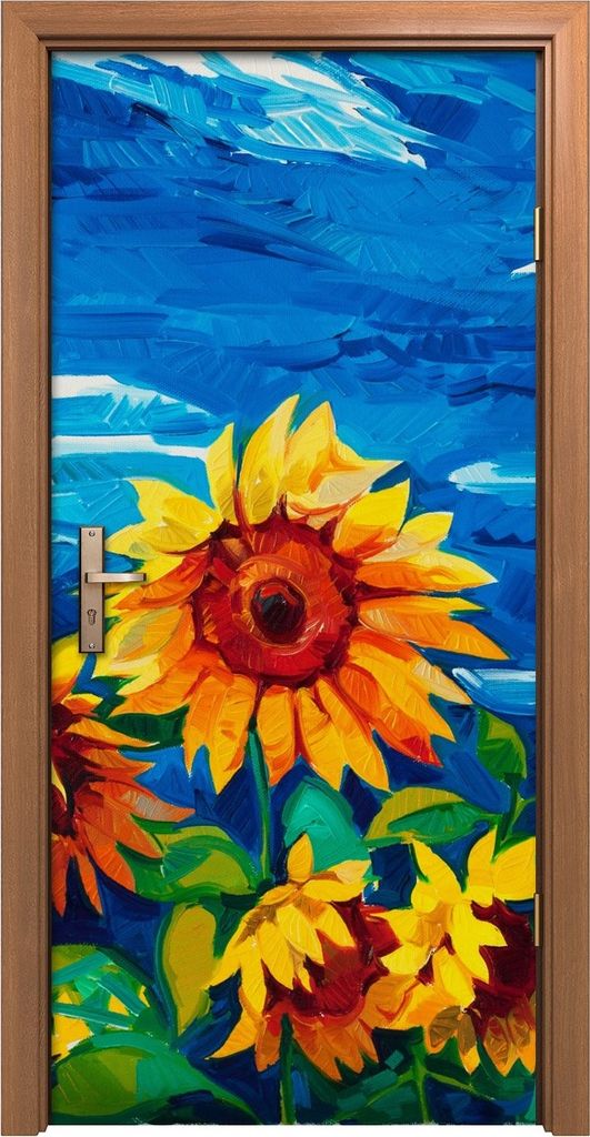 Türposter 90x200 cm Türaufkleber Türtapete Türfolie Klebefolie Wand Pflanzen Blumen Sonnenblumen
