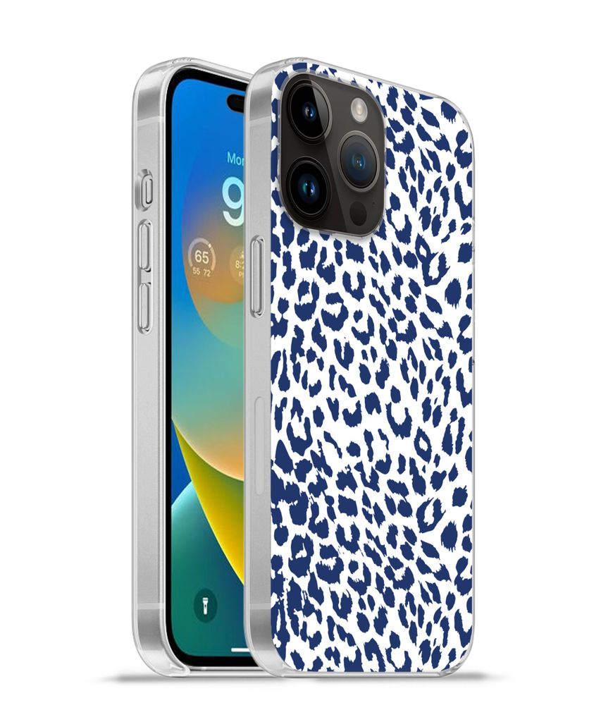 MuchoWow Handyhülle Schutzhülle Hülle für Apple iPhone 14 Pro Max Panther Druck - Blau - Abstrakt Silikon Softcase Handy Hülle - Hardcover