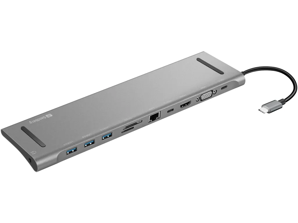 Hub USB-C 10-en-1 Sandberg multi-connectique pour PC et Mac