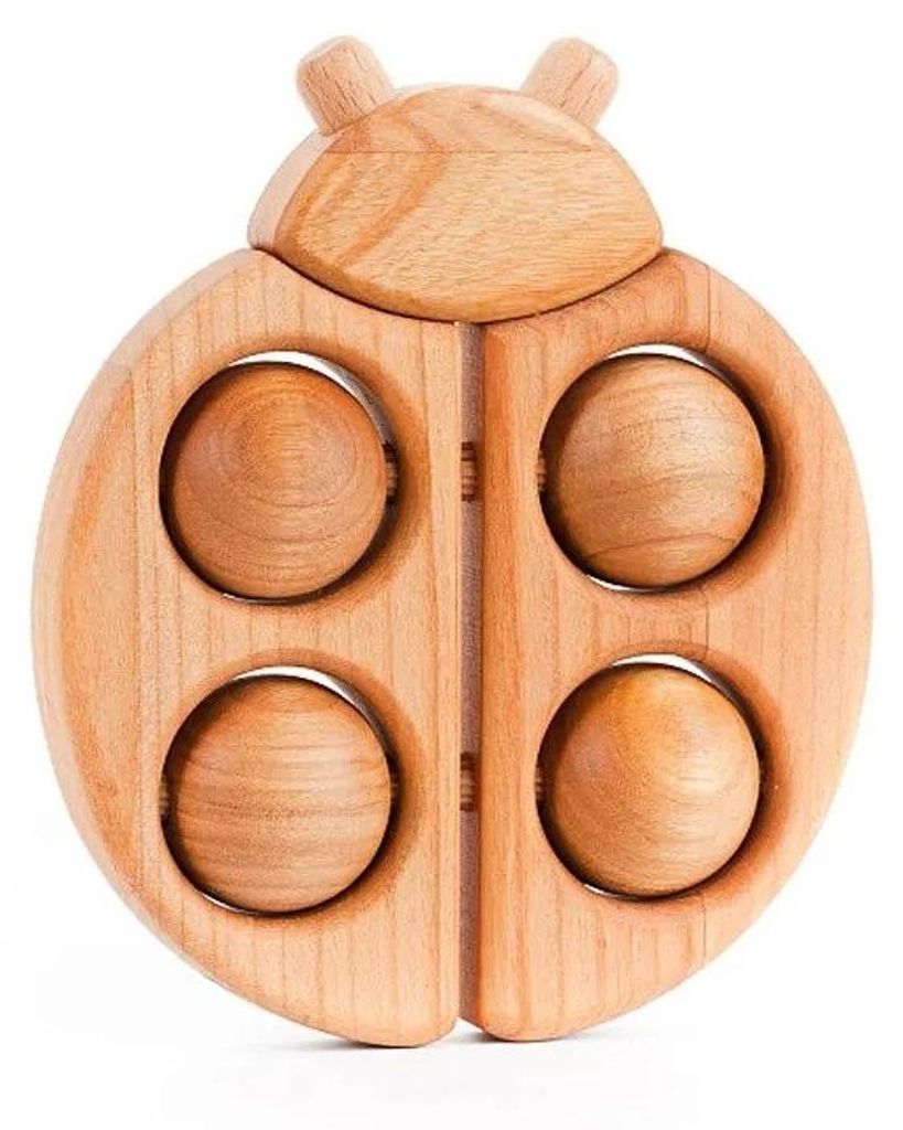 Bajo Holz Rassel Marienkäfer Babyspielzeug - natur
