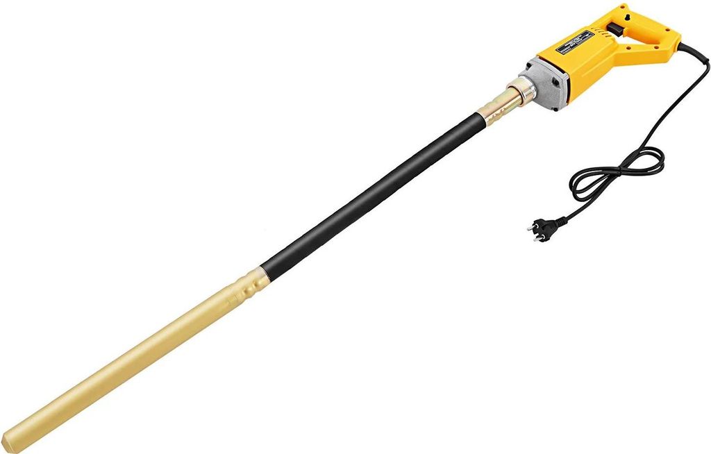 Elektrischer Betonrüttler - Hand-Betonvibrator - 850 W - 1 m Vibrationsnadel - Entfernt Luftblasen - Gelb