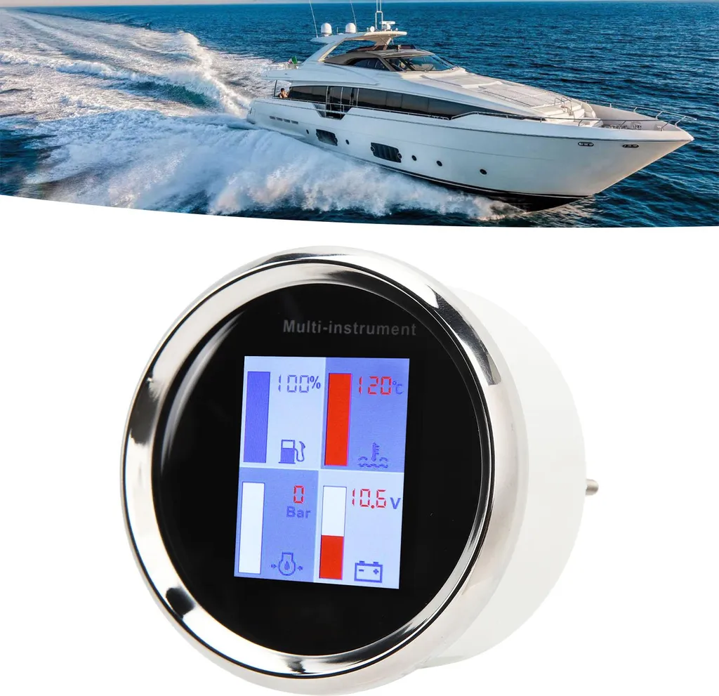 Manometro Temperatura Acqua Digitale 85mm LED IP67 per Barche