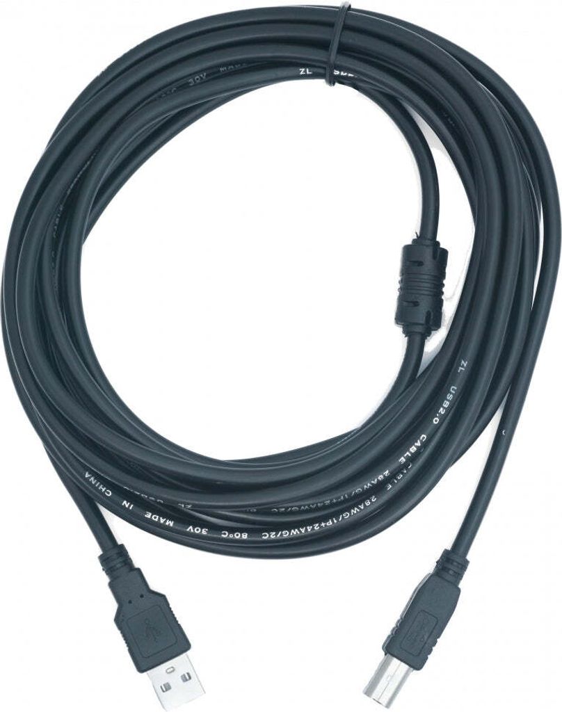 SYSTEM-S USB 2.0 Kabel 5 m Typ B Stecker zu Typ A Stecker Kabel Ladekabel in Schwarz