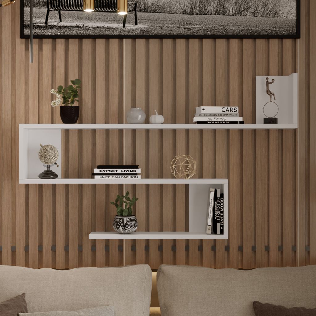 Wandschrank Hängeregal Wandwürfel Würfelschrank für Küche Büro Wohnzimmer 108x33x30,5cm COSTWAY Hängeschrank mit 2 Türen Weiß
