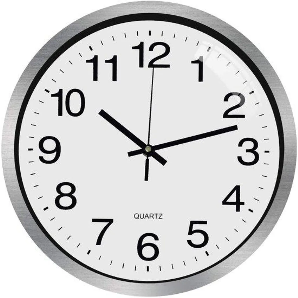 Grande horloge murale design en métal coloris blanc argenté pour salon