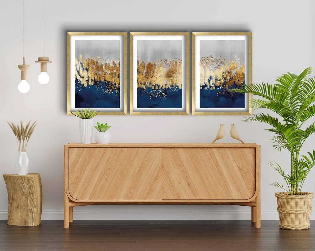 Wallity Quadro Oro 3 Pezzi in MDF - Offerta Speciale Decorazione Casa