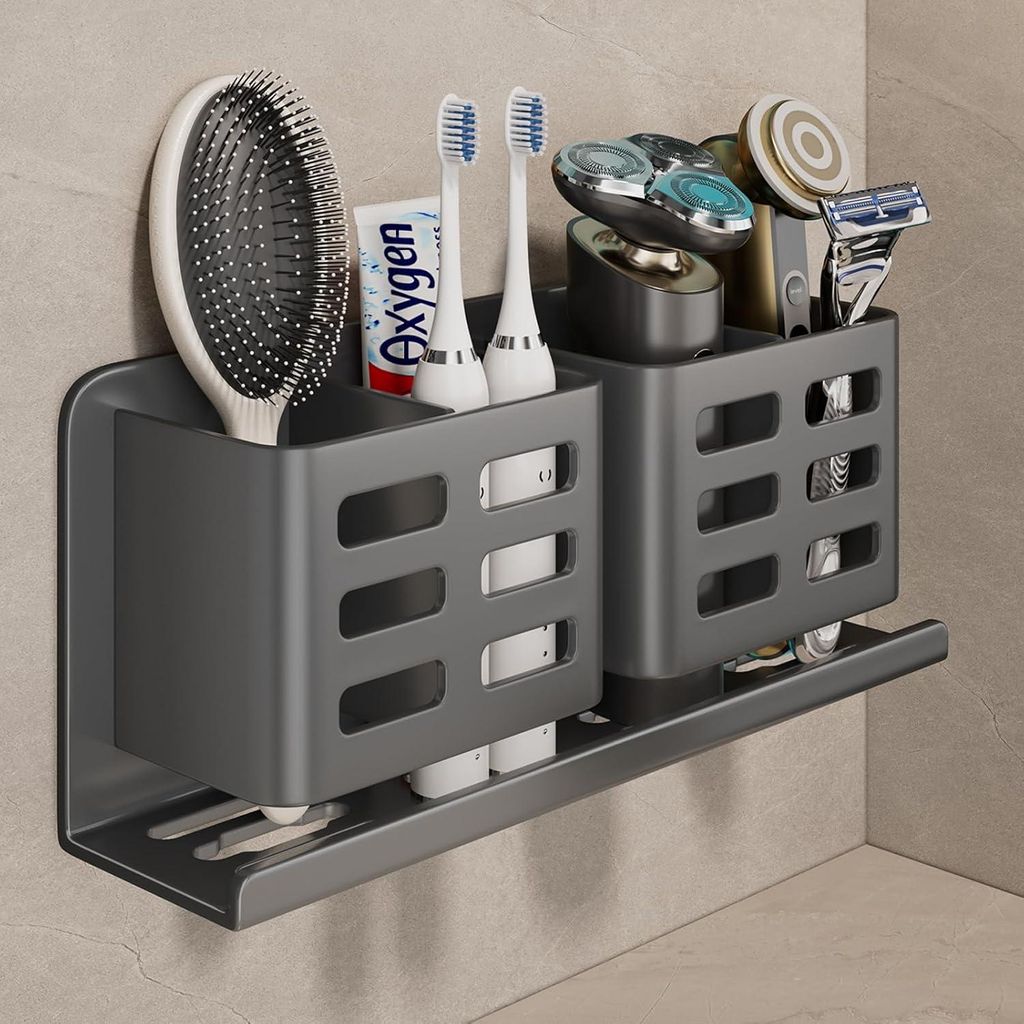 Zahnbürstenhalter aus Aluminium,Selbstklebende Aufhängehalterung, Duschzahnbürstenhalter, Rasiererhalter,geeignet für Zahnbürste,Zahnpasta, Ra...