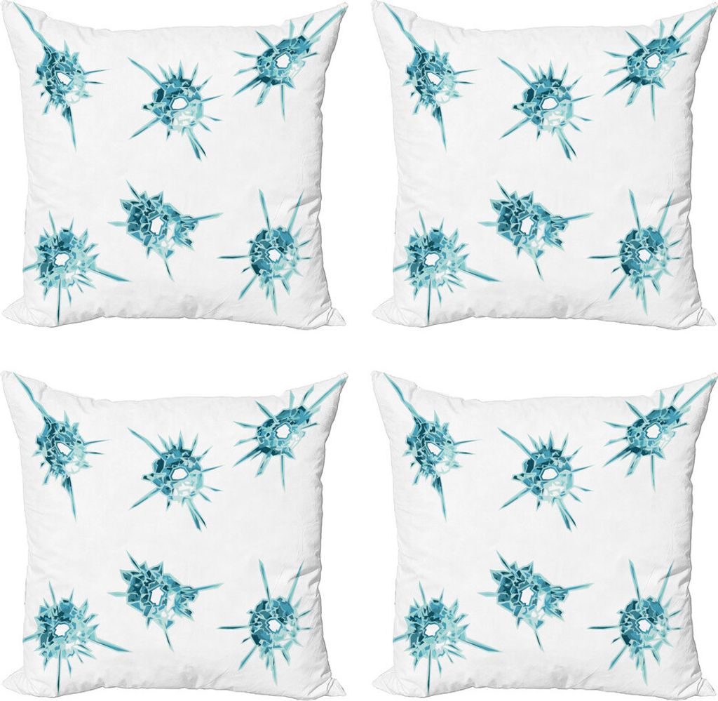 ABAKUHAUS Modern Kissenbezug Set (4 Stück), Kristall wie Diamanten, Moderner Doppelseitiger Digitaldruck, 60 cm x 60 cm, Teal Turquoise Weiß