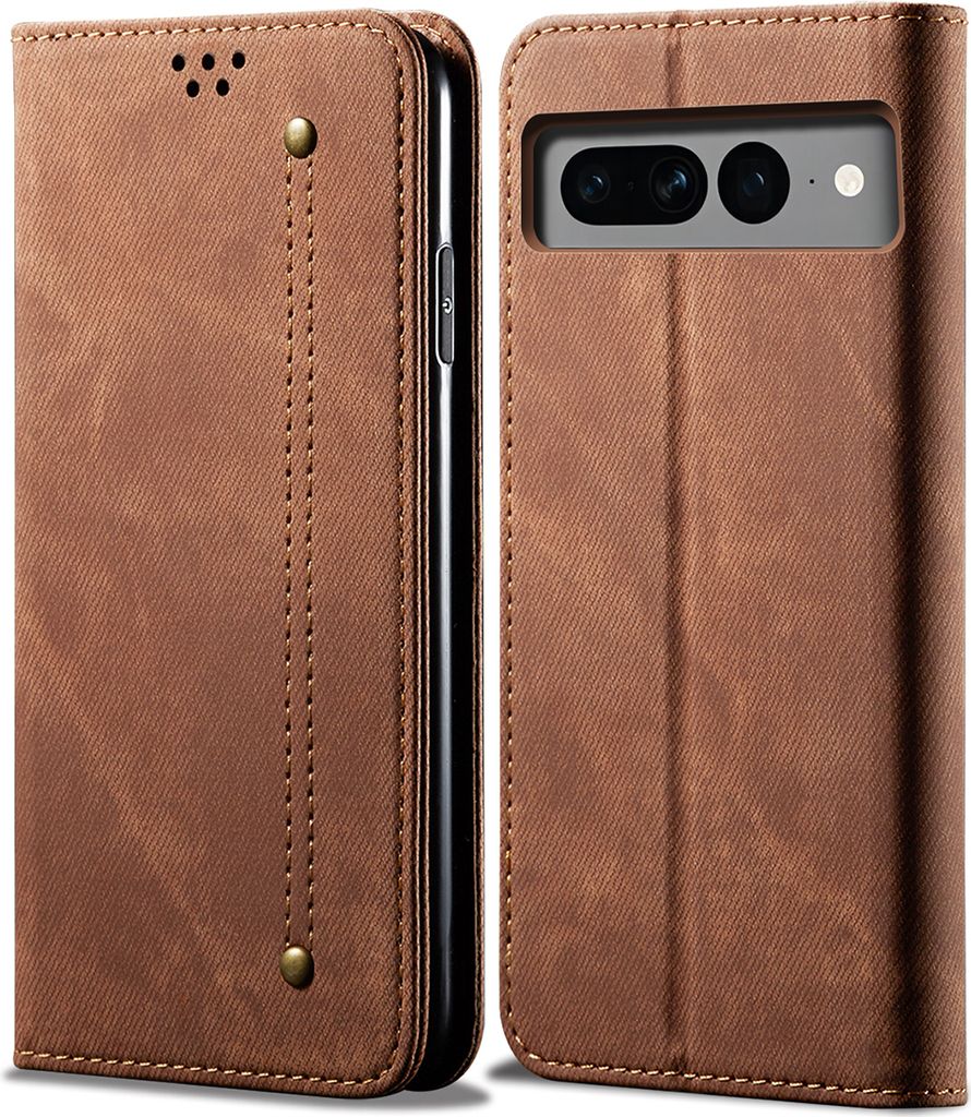 Google Pixel 8 Pro Hülle, Leder Brieftasche Flip Bookstyle Schutzhülle mit Standfunktion für Google Pixel 8 Pro Braun