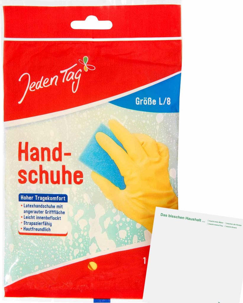 Jeden Tag Haushalts-Handschuhe Gr. L (1Paar Packung) + usy Block