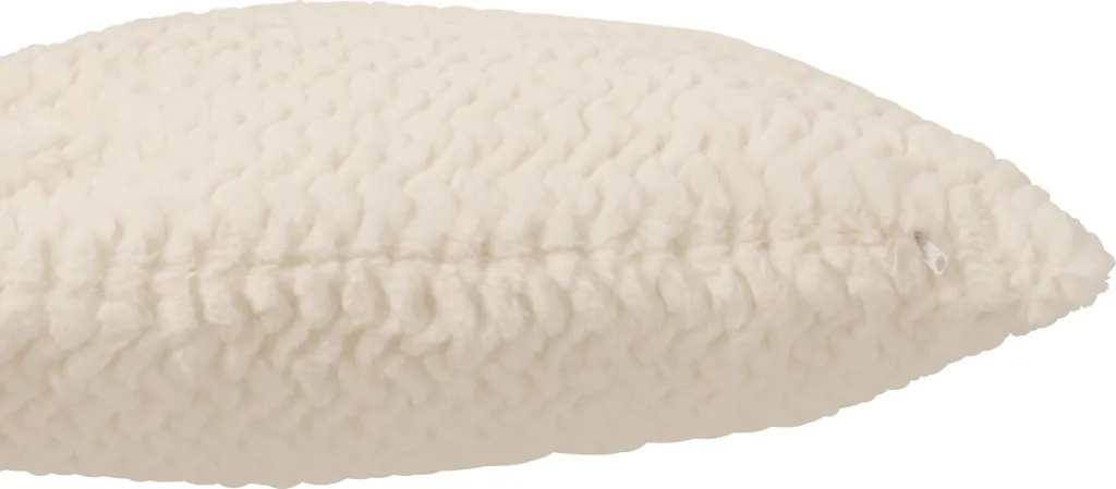 Coussin de Décoration Blanc J-Line en Polyester Doux pour Canapé