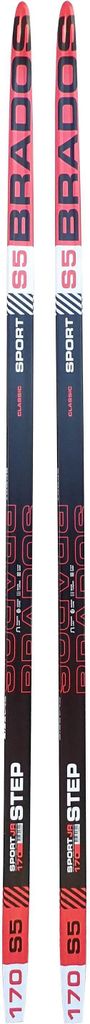 Langlaufski Brados mit Schuppen 160 cm schwarz-rot