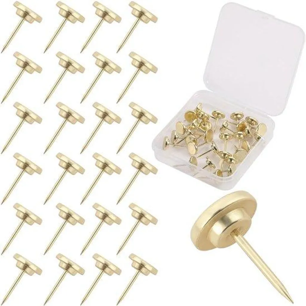 Punaises en métal doré avec embouts ergonomiques pour fixation murale