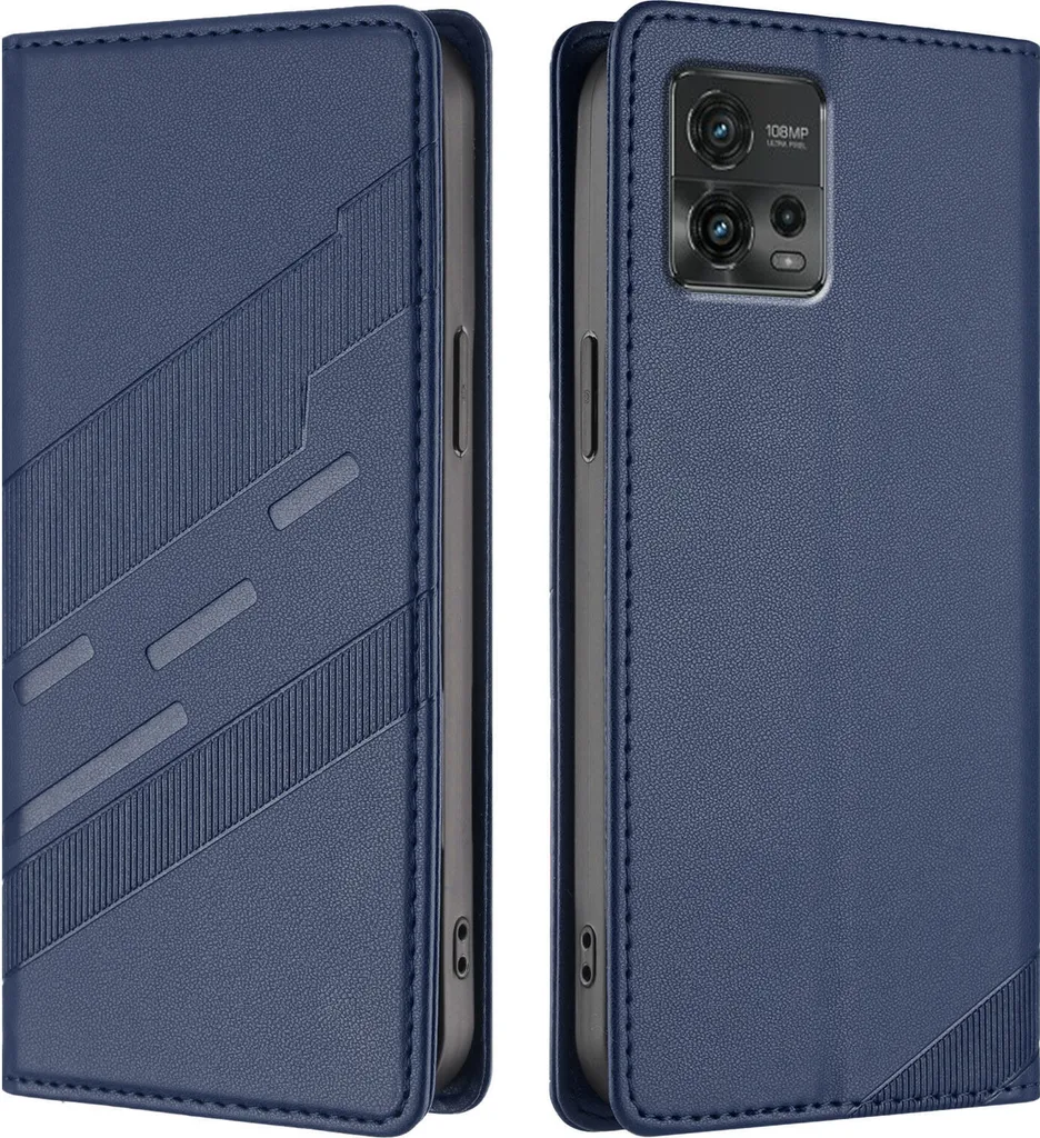 Custodia Motorola Moto G72 Portafoglio Anti-Shock Blu Navy con Stand