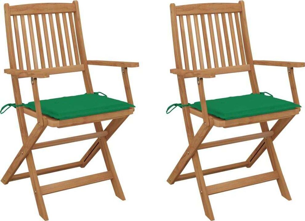 Möbel Klappbare Gartenstühle 2 Stk. mit Kissen Massivholz Produktbild 