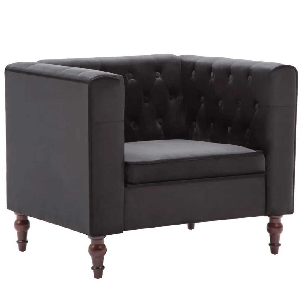 vidaXL Fauteuil rembourré en velours noir 86x67x71 cm chic et robuste
