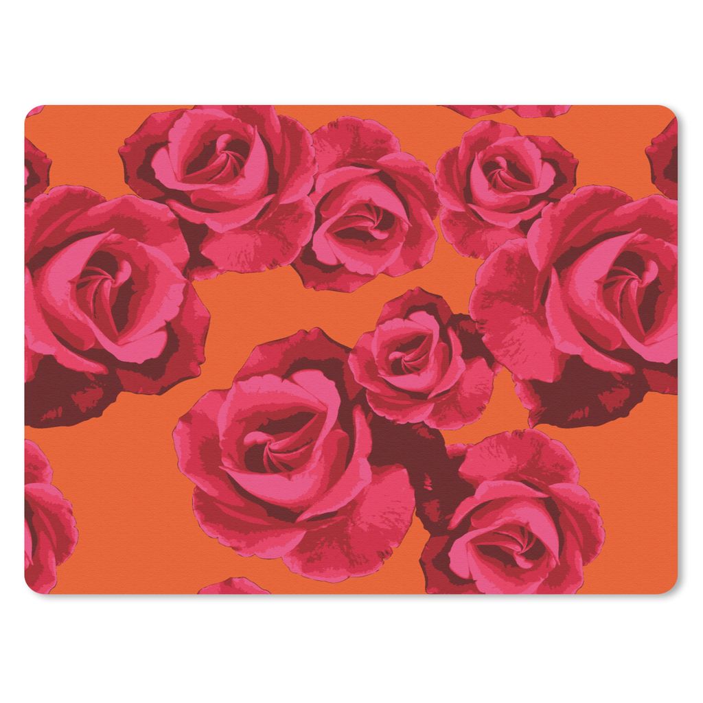 MuchoWow Mauspad Mousepad Rosen - Orange - Muster 40x30 cm - Mousepads - Maus Mat - Pad - Mausunterlage - Anti Rutsch