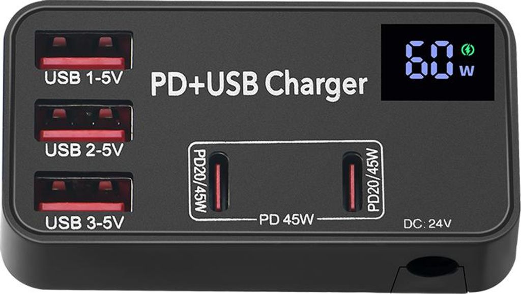 PD USB Typ C tragbares Ladegerät PD+QC Multifunktionsdisplay Smart-Ladegerät USB-C PD-Ladegerät Schnellladung 65 W für Laptop, Tablet und Smar...