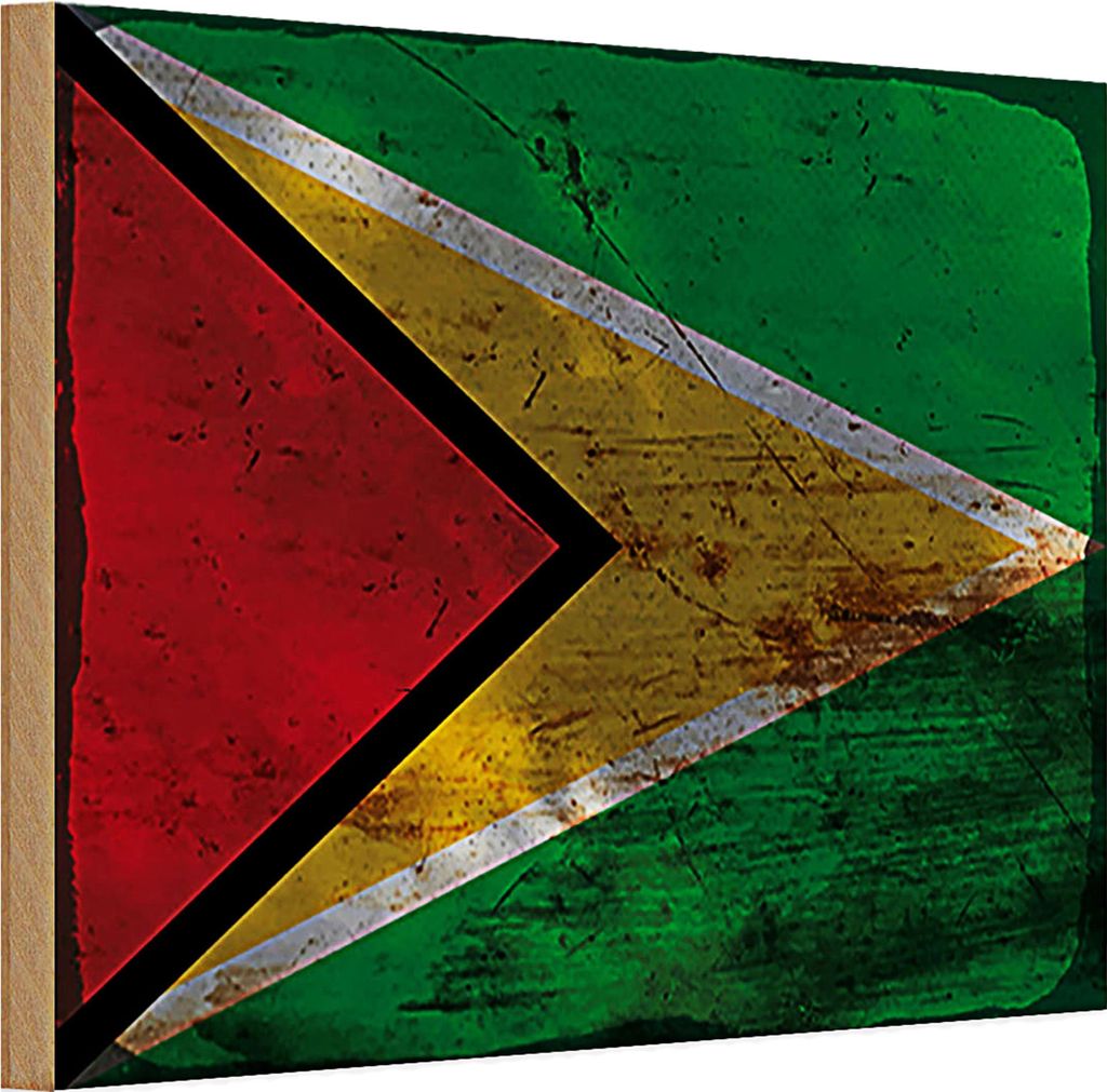 Holzschild Flagge Guyana 30x20cm Flag of Guyana Rost