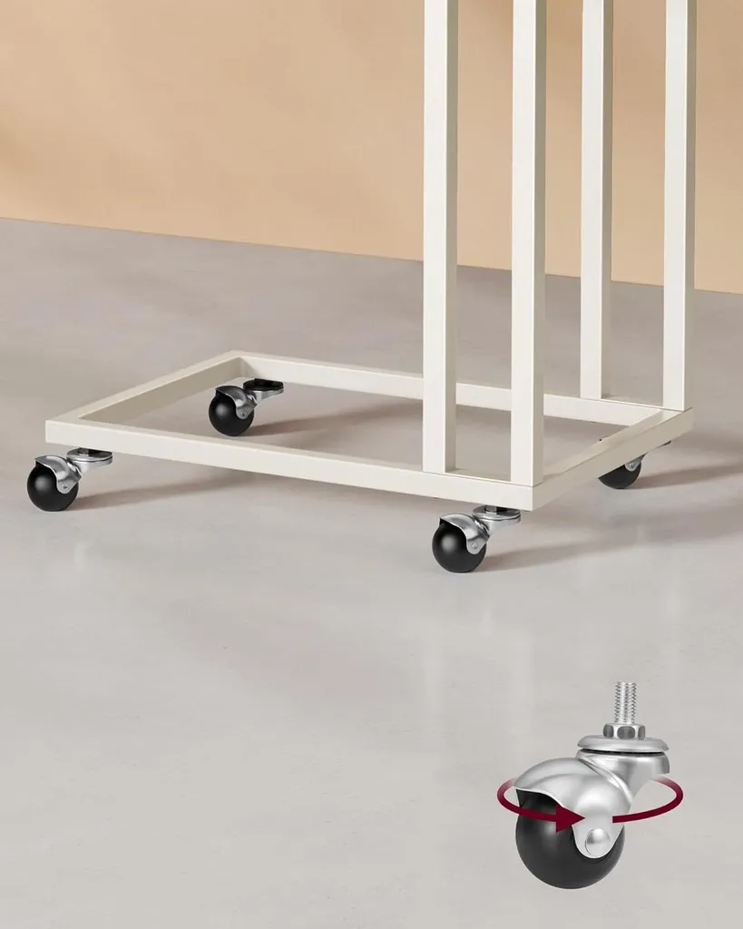 Table d'Appoint Blanche avec Structure Acier, Montage Facile et Rapide