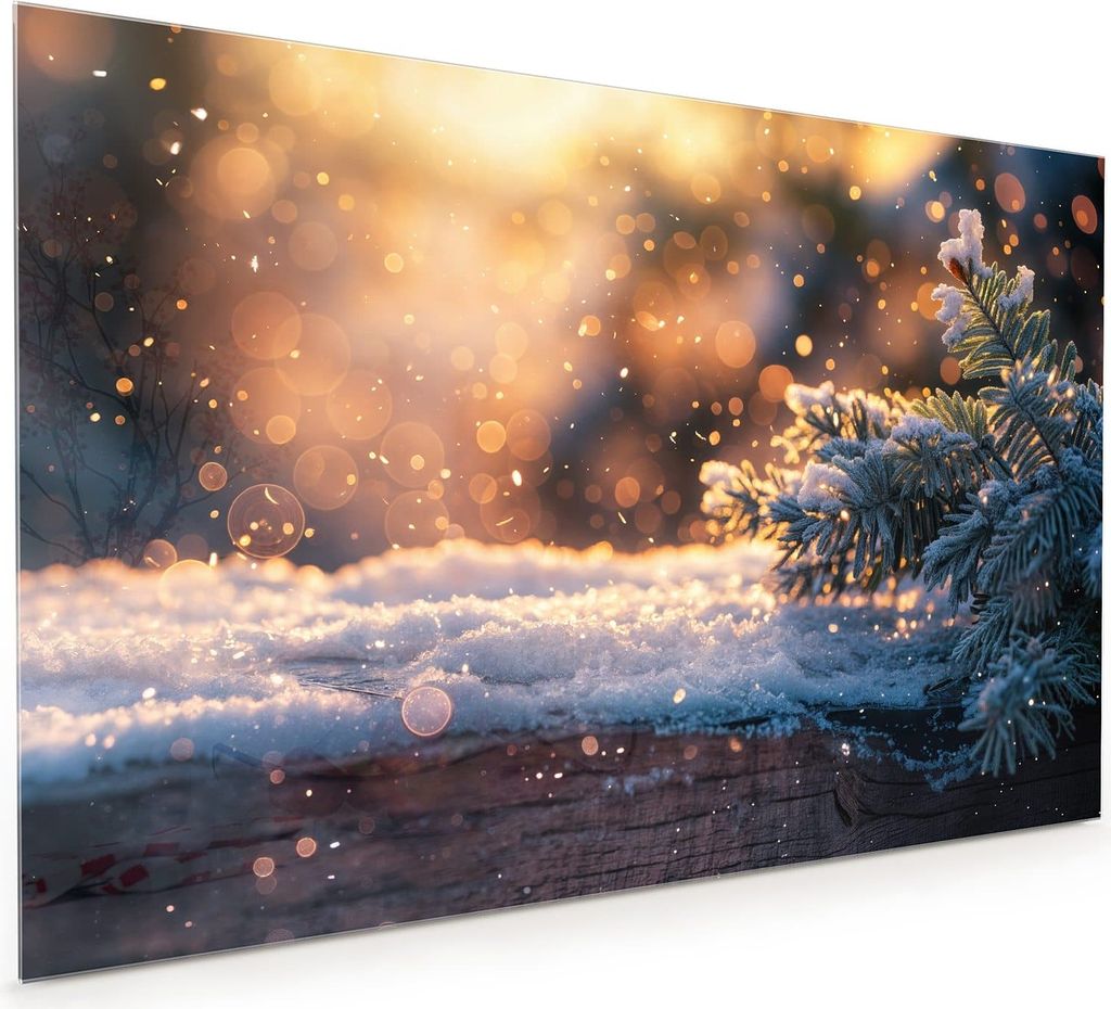 Küchenrückwand Spritzschutz Glas mit Motiv Winterzweig Schnee 40 x 40 cm