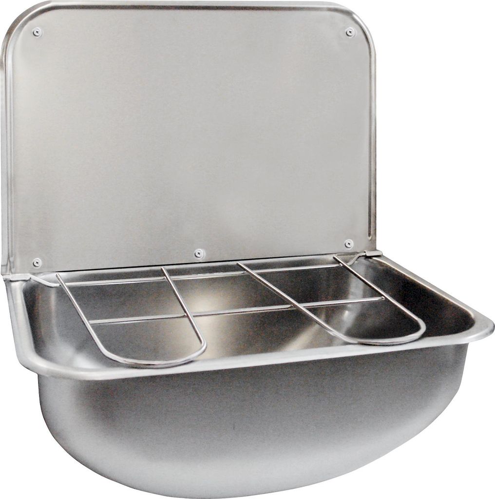 KWC AR Ausgussbecken, SIRIUS, Edelstahl, 436x190x339 mm, Klapprost und Spritzwand