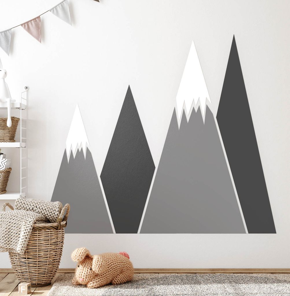Gebirge – Wandgestaltung – Wandbilder Kinder – Motivtapeten Set – Wanddekor Kinderzimmer – Selbstklebende Wandsticker – 80x127 cm
