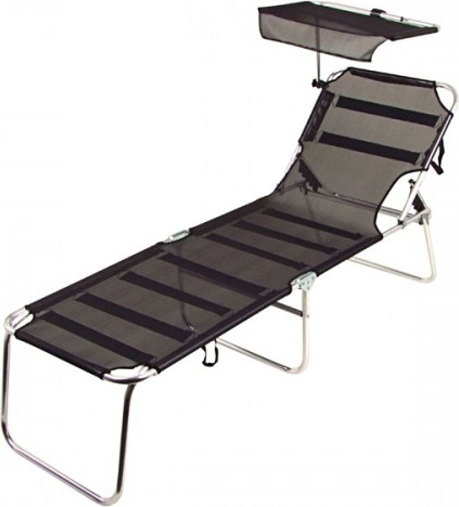 Alu-Liege schwarz mit Sonnenschutz Sonnenliege Gartenliege Terrassenliege Liege
