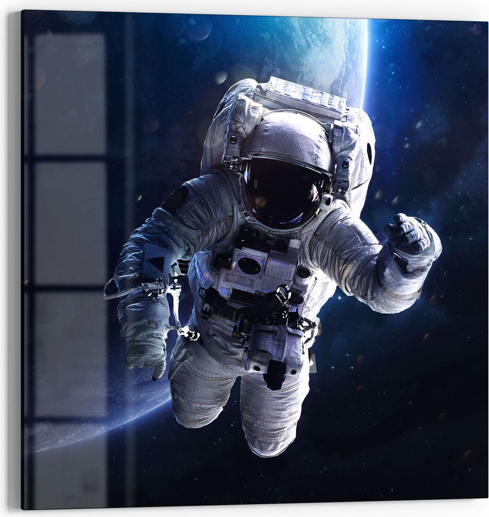 DEQORI Glasbild Echtglas 50x50 cm 'Schwebender Kosmonaut' Produktbild 
