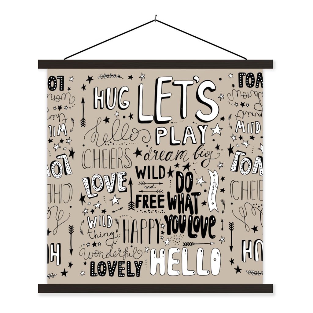 MuchoWow Textilposter Zitate - Sprichwörter - Kinder - Wörter - Baby 60x60 cm mit schwarzem Rahmen - Posteraufhänger