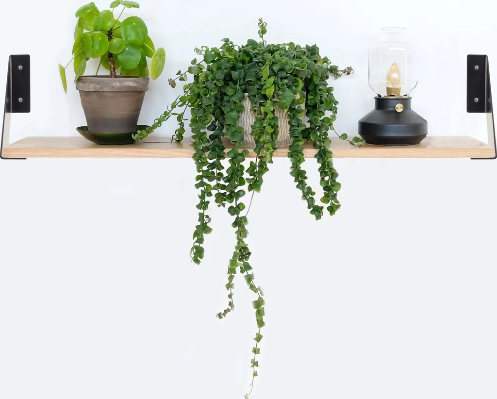 Natural Goods Berlin Supporto per scaffale LICHTENBERG, supporto per scaffale, metallo, montaggio a parete, supporto per scaffale, scaffale a parete, stretto per cucina e ufficio, profondità 200 mm, grigio, 2 pezzi - 11