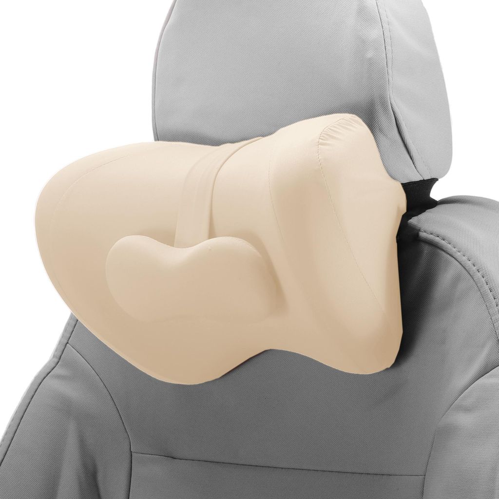 Autokopfkissen Ergonomisch Bequemes Nackenstützkissen Milchseidenstoff Und Memory Schaum Bandage Verstellbare Breite Beige Set Von 1 Zum Fahren