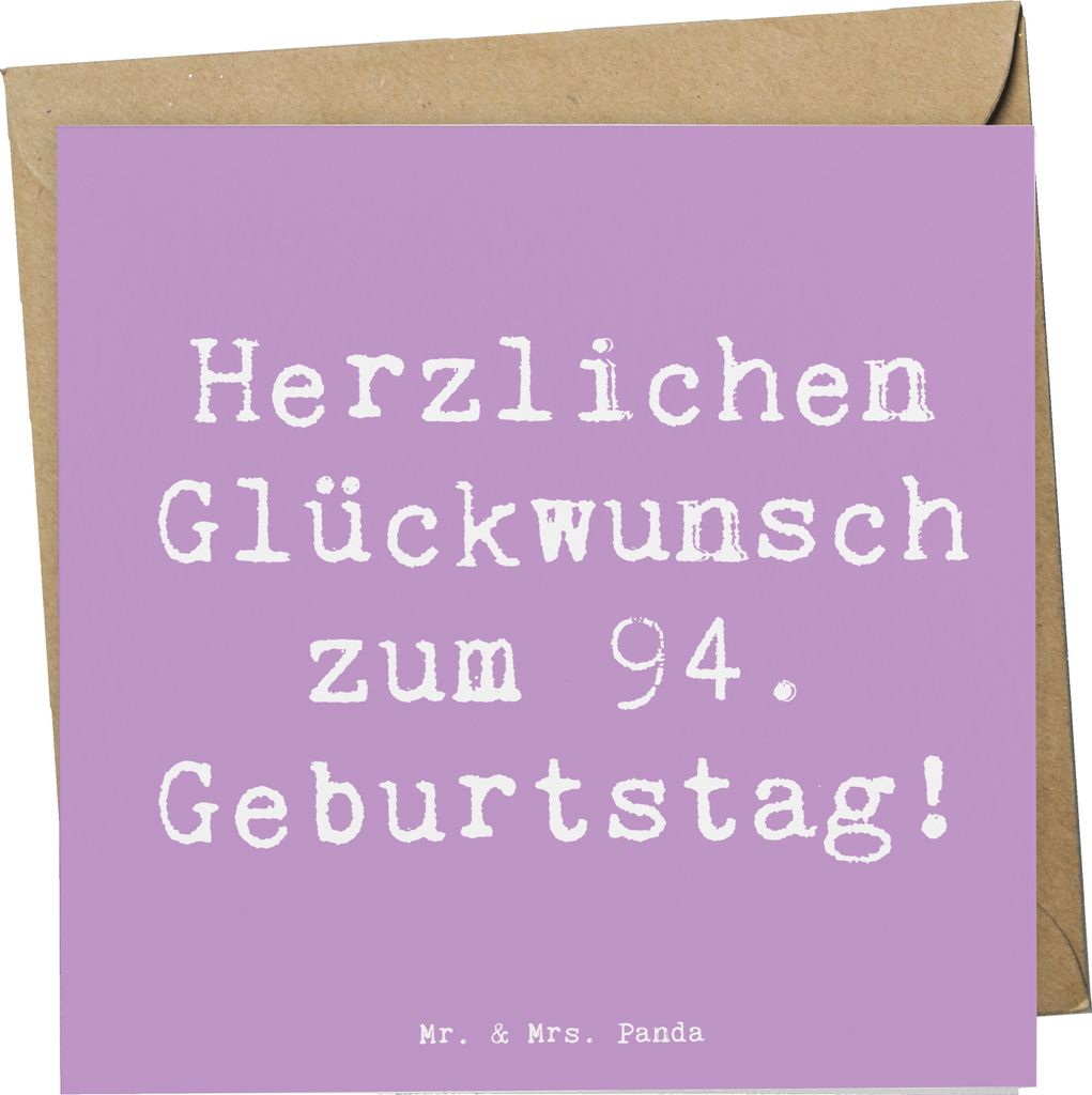 Mr. & Mrs. Panda Klappkarte Spruch 94. Geburtstag - Lavendeltraum - Geschenk, faltkarte, Glückwunschkarte, anlasskarte, Happy Birthday, resiliente...