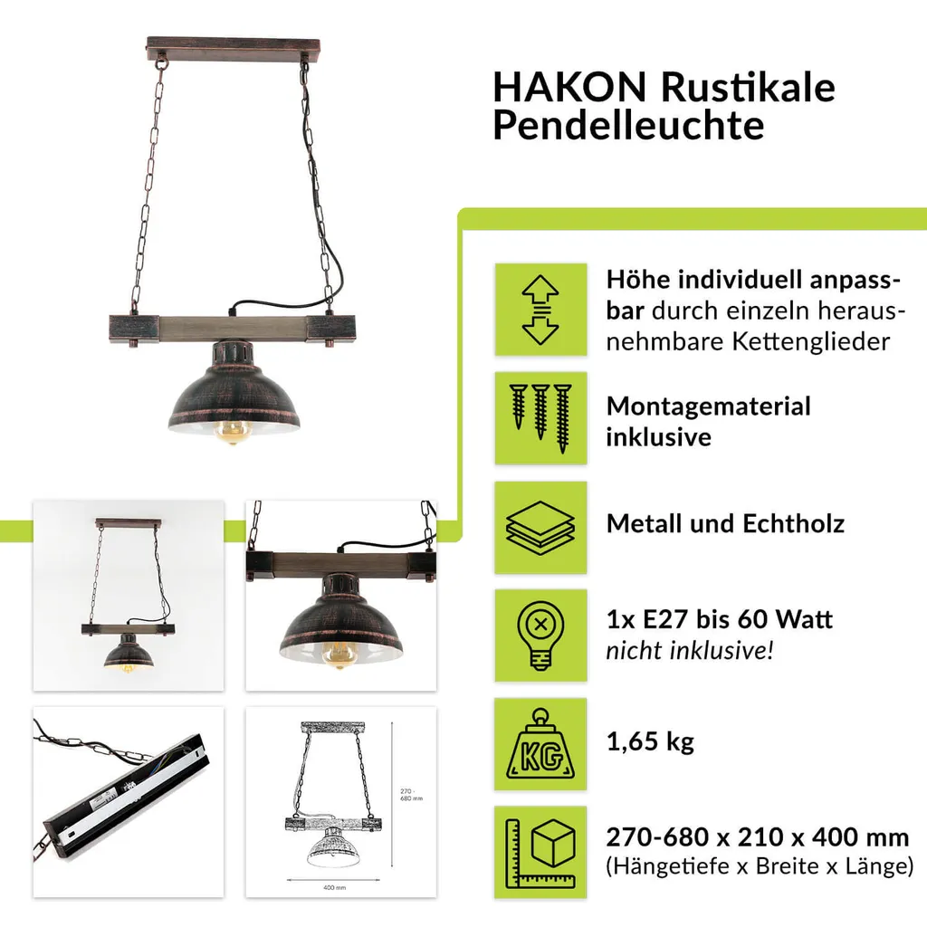 Lampe de bureau industrielle Hakon marron - Éclairage rétro loft métal - 5