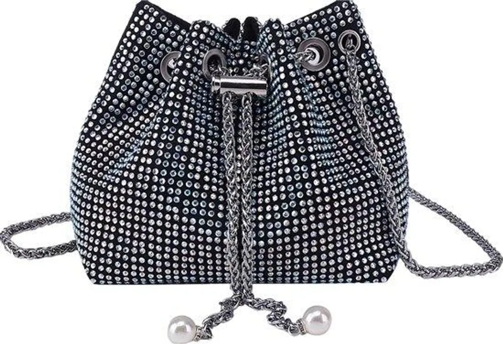 Sac à main à strass pour mariage et cérémonie avec chaîne argentée chic