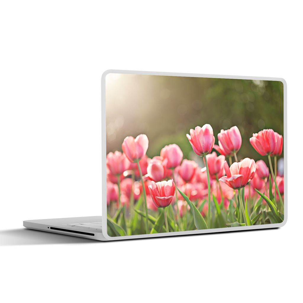 MuchoWow Laptop Aufkleber Sticker Cover Tulpen - Sonne - Frühling 25x18 cm - Laptop-Deko