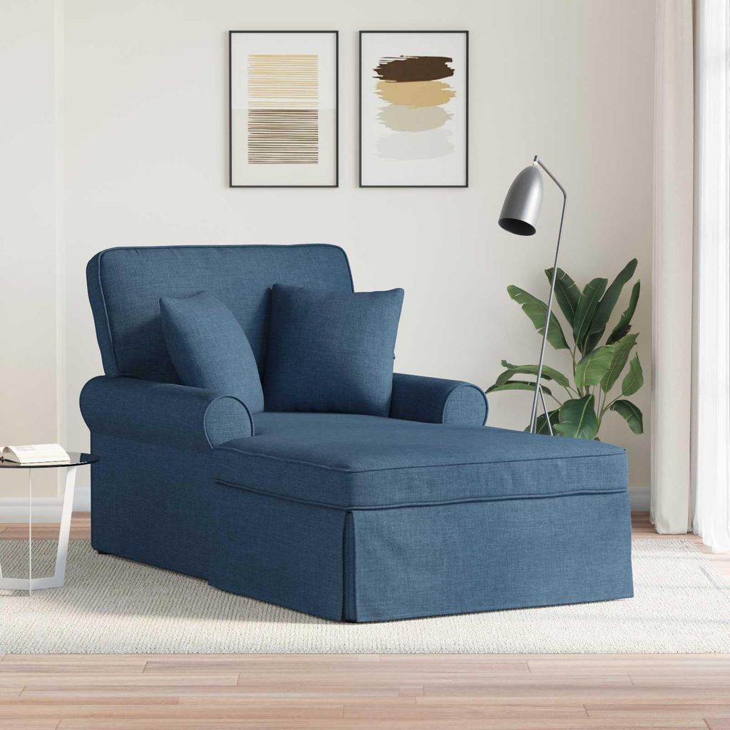 "2026 Aktion"Chaise Lounge mit Rock mit Kissen Blau 91 x 157 x 91 cm Stoff GermanyMöbel 58190 - Recamieren