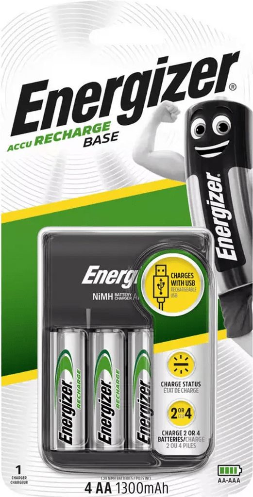 Energizer Ladegerät Base Charger, inkl. 4 AA-Akkus E303257600 (Lader)