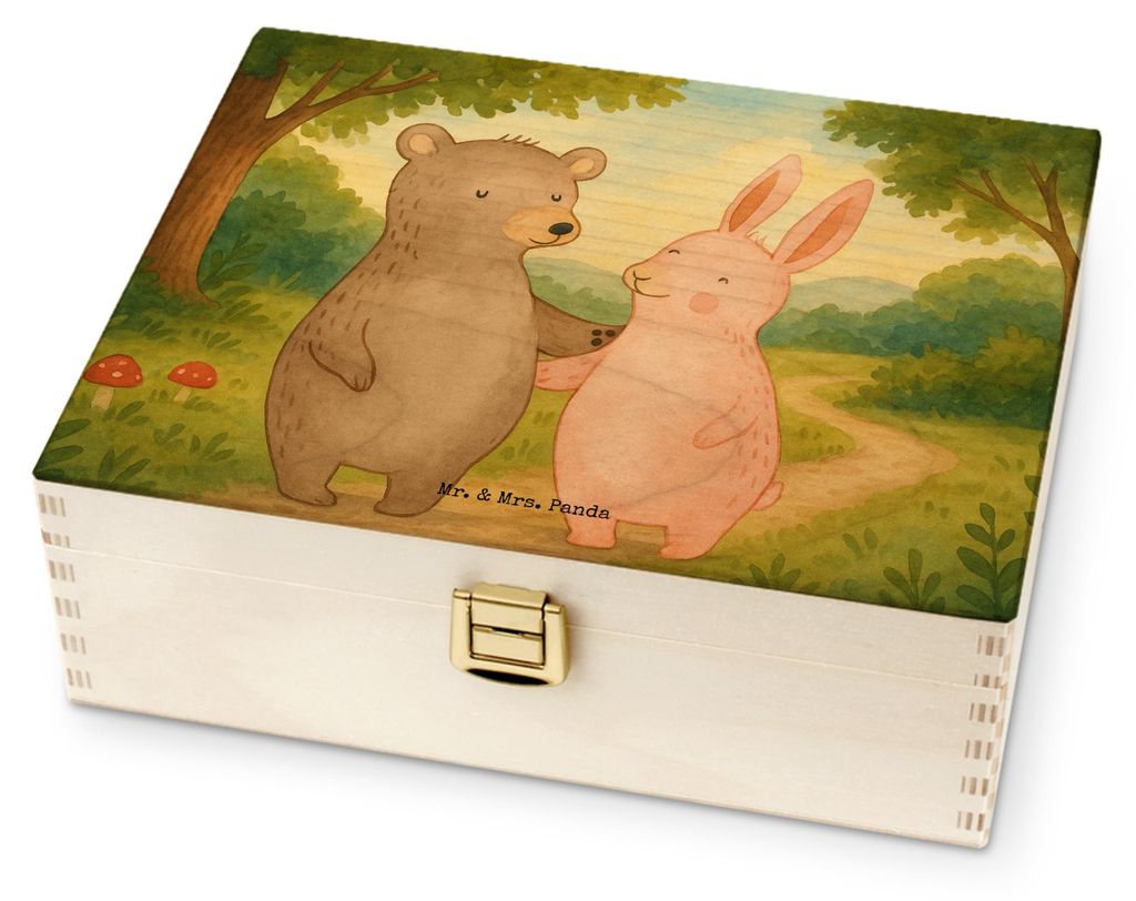 Mr. & Mrs. Panda teebeutelbehälter Bär und Hase Umarmen Design - Weiß - Geschenk, Tee Aufbewahrung, für Immer, Best Friends, Teedose, BFF, Paar...