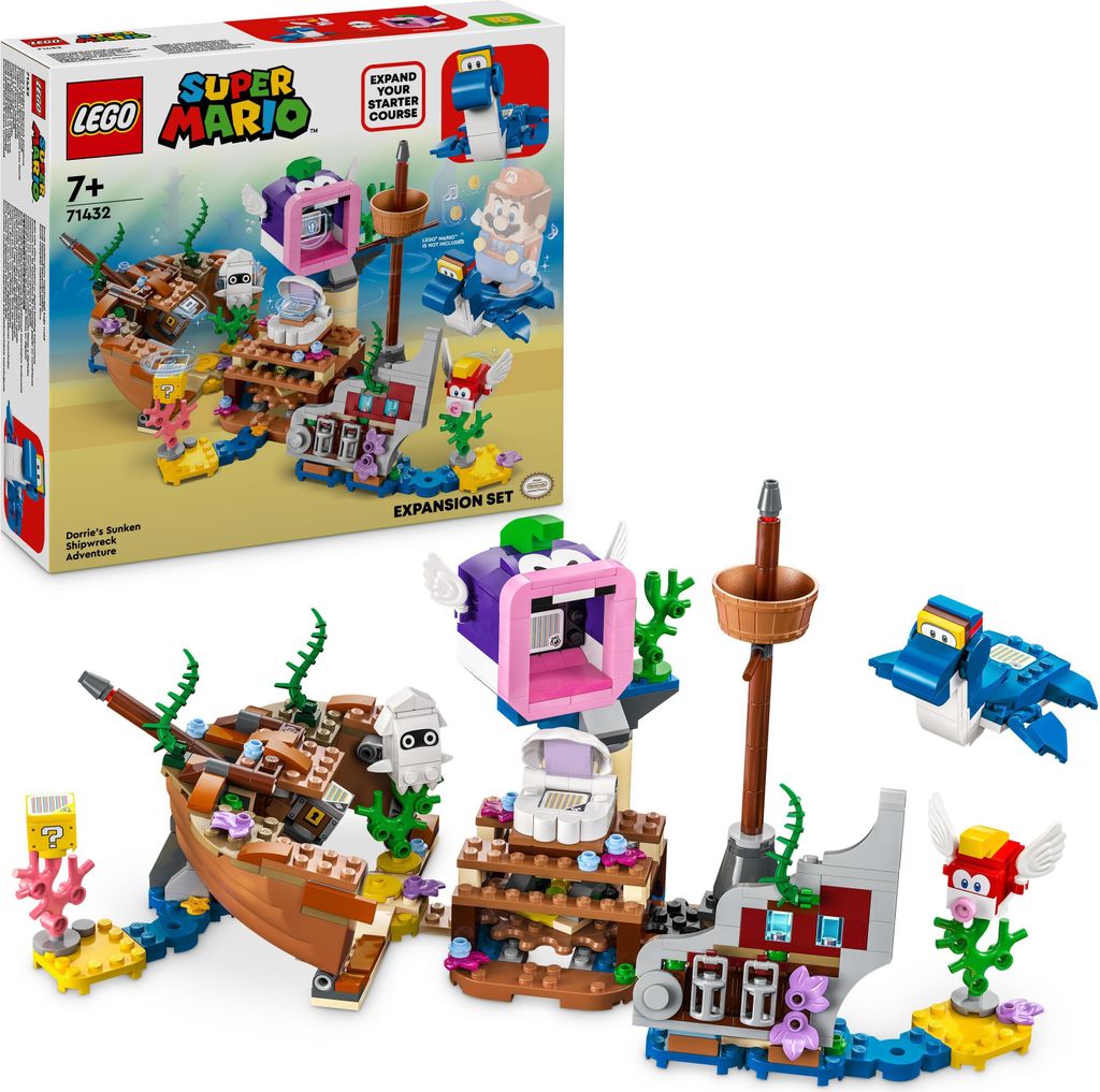 LEGO Super Mario Dorrie und das versunkene Schiff – Erweiterungsset, Spielzeug mit Figuren inkl. Cheep-Cheep, Happ-Cheep und Blooper, Gamer-Gesch...