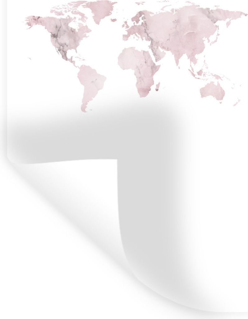 MuchoWow Wandtattoo Wandsticker Wandaufkleber Weltkarte - Marmor - Rosa 60x120 cm Selbstklebend und Repositionierbar - Selbstklebend - Fototapeten